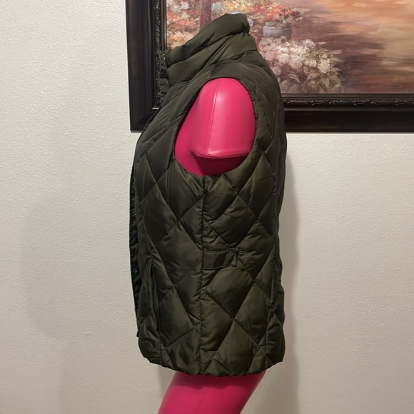 Eddie Bauer Premium Goose Down Quilted Puffer Vest Medium Zip Pockets Brown - Picture 2 of 16